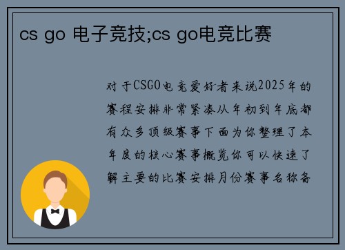 cs go 电子竞技;cs go电竞比赛